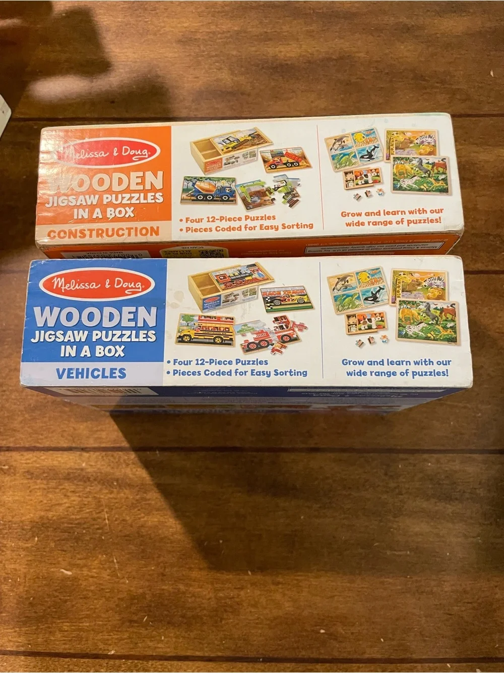 Melissa & Doug Wooden Jigsaw Puzzles in a Box - Blue & Orange